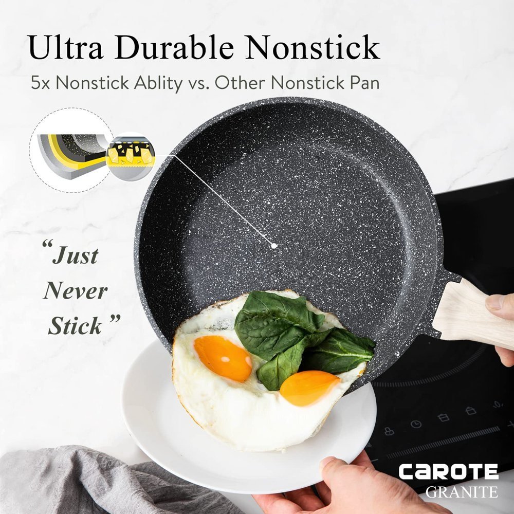 Nonstick Pots and Pans Set; 11 Pcs Granite Stone Kitchen Cookware Sets (Black) Nonstick Pots and Pans Set; 11 Pcs Granite Stone Kitchen Cookware Sets (Black)